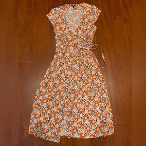 J. Crew Mercantile floral wrap midi dress size medium